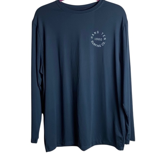 Hang Ten Men’s Size Large Sun Shirt Long Sleeve Tee Navy Blue 50 UPF Lightweight - Picture 1 of 8